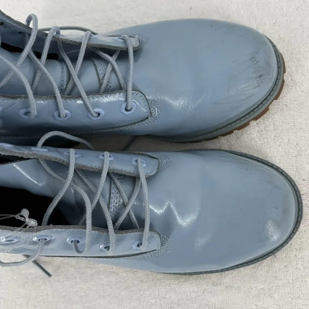 Timberland Pastel Patent Leather Blue 6inch Boots Girls Size 7